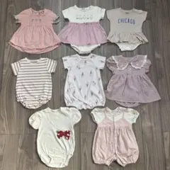 ロンパース・カバーオール　8点セット　まとめ売り　女の子　春夏秋