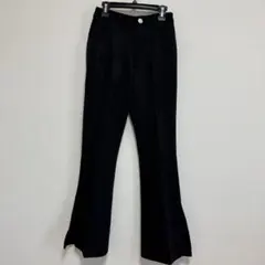 JEANASIS サスティナブルヌバックライクフレアパンツ　ブラック　XSサイズ