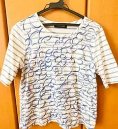 ストライプ 花柄 半袖Tシャツ
