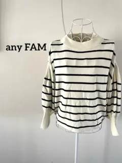 【anyFAM】長袖ニット　クルーネック　ボーダー　Free