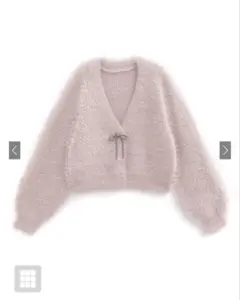 リボンビジューフェザーニットカーディガン［fo2013］GRL