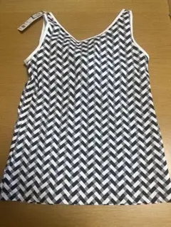 新品タグ付 ユニクロ ブラタンクトップ M ネイビー 紺 幾何学模様 綿混 値下