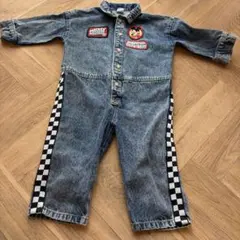 Mickey Mouse デニムロンパース 90センチ、ミッキー帽子50センチ