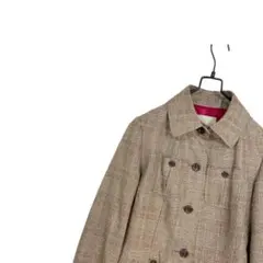 チェック柄 ジャケット ショート丈 レーヨン ウール シルク クラシック