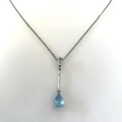 青色ティアドロップペンダントネックレス　トップ10K刻印