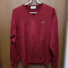 Crocodile クロコダイル Vネック ニット セーター LL　赤　メンズ