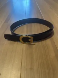 GUCCI ブラックレザー ベルト ゴールドバックル