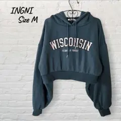 INGNI　イング フード付き スエット プルオーバー パーカー　グリーン M