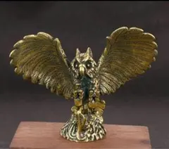 真鍮　フクロウと蛇　置物　開運　縁起　オブジェ