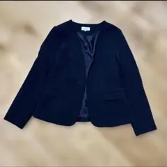 超美品！purelast ノーカラージャケット　濃紺　9R ネイビー