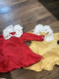 赤と黄色のフリルワンピース2着セット