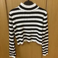 GU GIRLSラメクロップドセーターJR ボーダーニット