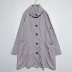 スプリングコート　ライトジャケット　ラベンダー　フロントボタン　L