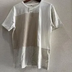 パープル&イエロー　パネル切り替え Tシャツ Mサイズのサムネイル