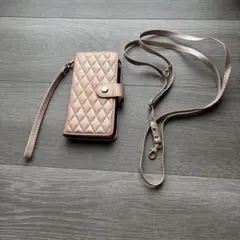 【お買得】キルティングデザイン スマホショルダーバッグ ピンク