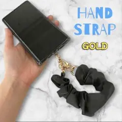 ハンドストラップ スマホ 手首ストラップ ゴールド 落下防止 ブラック 軽量