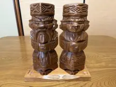 北海道 アイヌ 木彫り お面 壁掛け インテリア木製彫刻 男性の顔