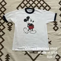 【美品】Disney 白足 ミッキーマウス リンガーT USA製 青タグ　XL