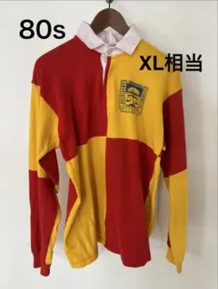 希少80sカナダ製 4分割ラグビーシャツ 46 XL相当 肉厚 ヴィンテージ 