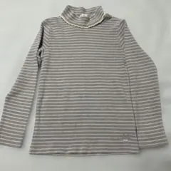 長袖カットソー 120cm グレーと白のストライプ