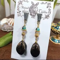 Cool✿Blackポストピアス ブルーシェルターコイズ No.1222