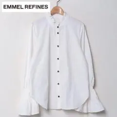 美品✨EMMEL REFINES ハイショクボタン ソデタック シャツ ホワイト