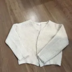 リブ編みホワイトカーディガン Mサイズ
