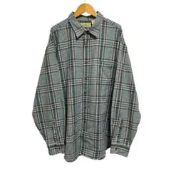 ※O 90s L.L.Bean フランネルシャツ グリーン系 チェック XL