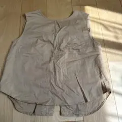 ナノユニバース　ベージュ ノースリーブ シャツ リボン付き