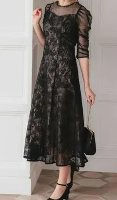 ドーリードール　Dorry Doll　ギャザースリーブフレアドレス