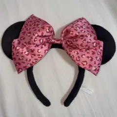 ディズニー ミニーマウス カチューシャ ヒョウ柄ピンクリボン　希少