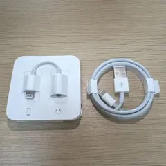 Apple純正 ヘッドフォンジャックアダプタ/USBケーブル　セット