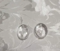【未使用】白水晶 オーバル一つ穴12×15 クロス