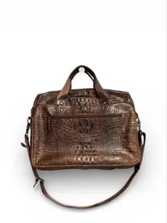 美品　DANDYCLUB本牛革クロコ型押し ブリーフケース
