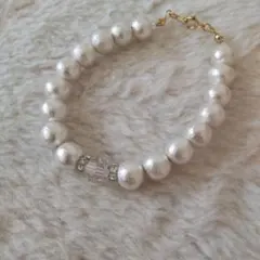 ビジュ付コットンパールブレスレット
