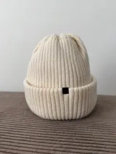 【美品】CA4LA アイボリー リブ編みニット帽