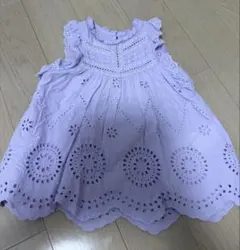 petit main ラベンダー刺繍ワンピース 80