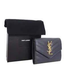 本物美品■サンローラン パリ■ V ステッチ スモール ウォレット 三つ折り財布