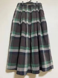 最終価格　チェックフレアロングスカート　大柄チェックロングスカート