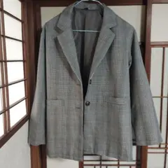 チェック柄カジュアルジャケット グレー系