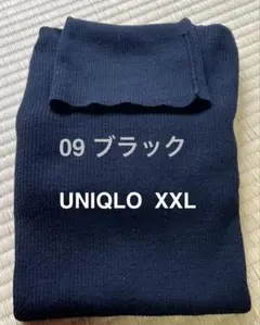 a_09ブラック XXL★ユニクロ メリノリブタートルネック 美品