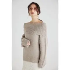 rienda オフショルダー グレージュ セーター FREEサイズ