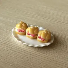 ミニチュア　いちご　シュークリーム　大きめサイズ　3こセット　フェイクスイーツ