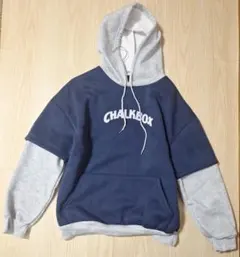 CHALKBOX ダブルフードパーカー ネイビー/グレー