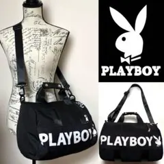PLAYBOY 2WAY ショルダーバッグ ボストンバッグ ブラックのサムネイル