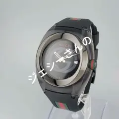 【新品電池】GUCCI ラバーベルト 時計　SYNC シンク　シェリーライン　黒のサムネイル