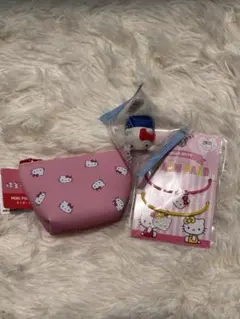 【新品未使用】ハローキティ 3点セット　ミニポーチ ヘアゴム