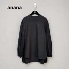 美品 anana アナナ 異素材ドッキング シアーボリューム袖ブラウス 黒 F 