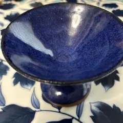 清水焼 深い青色の高台杯のサムネイル