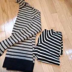 ストライプ長袖ニット（グレー・黒）2着セット　コムサイズム